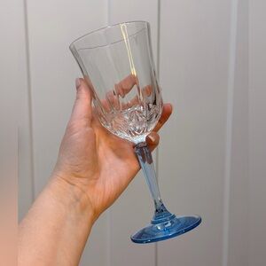 3 St George American Heritage Crystal Glasses Blue Stem